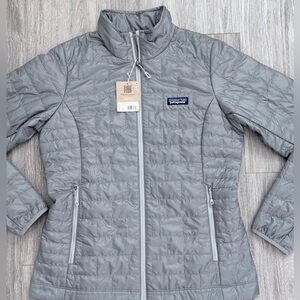 NEW W TAGS! Patagonia Nano Puff Jacket Womens Medium Gray Puffer Coat MSRP $239